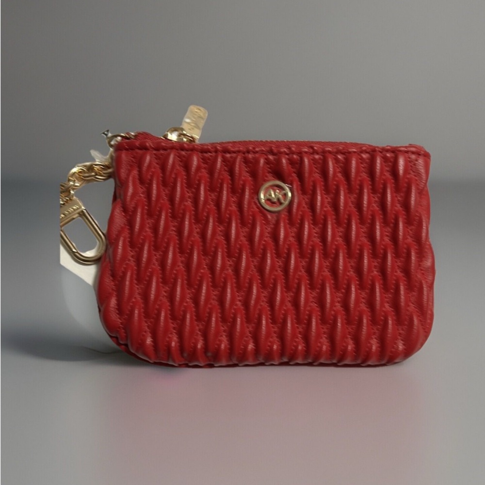 Anne Klein Red Quilted Wallet Pouch w/ Keychain NWT
